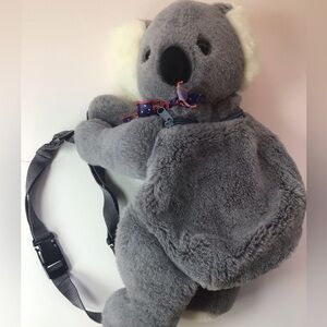 Gray Koala Bear Plush Backpack Zipper Closure Compartment Animal Backpack